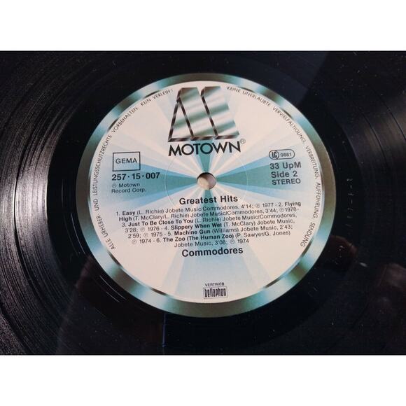 Commodores Greatest Hits Vinyl LP Record Album Germany Funk Soul Motown 1978 - Picture 4 of 6